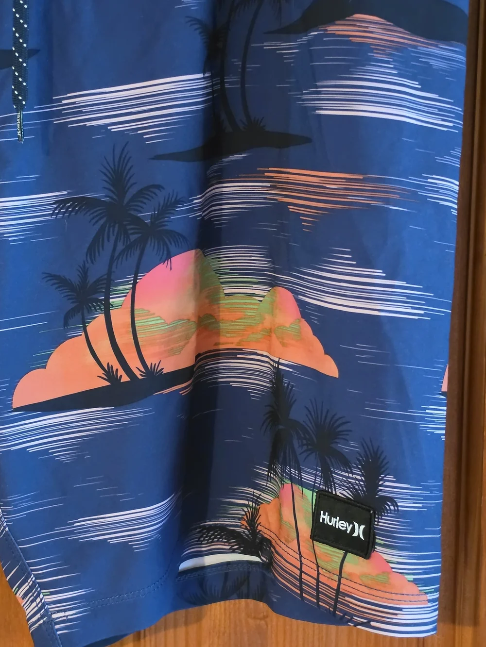 Hurley Navy Board Shorts with Orange Pink and Green Tropical Print